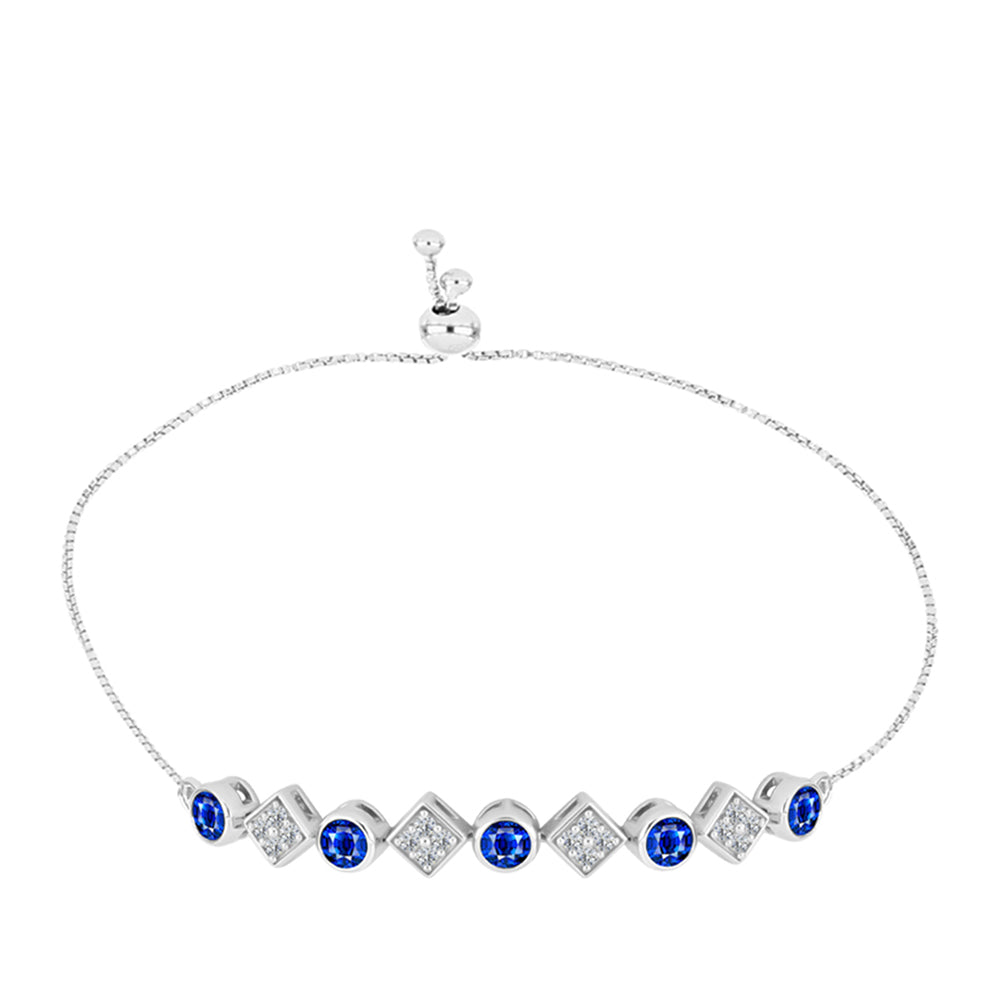 Pulsera de Plata con Zafiro Azul Australiano y Topacio Blanco 1 