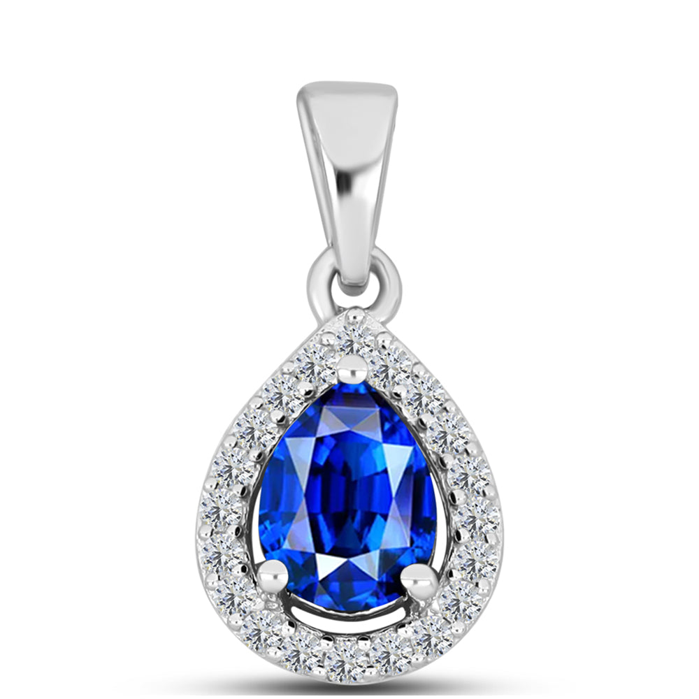 Colgante de Plata con Zafiro Azul Australiano y Topacio Blanco 1 