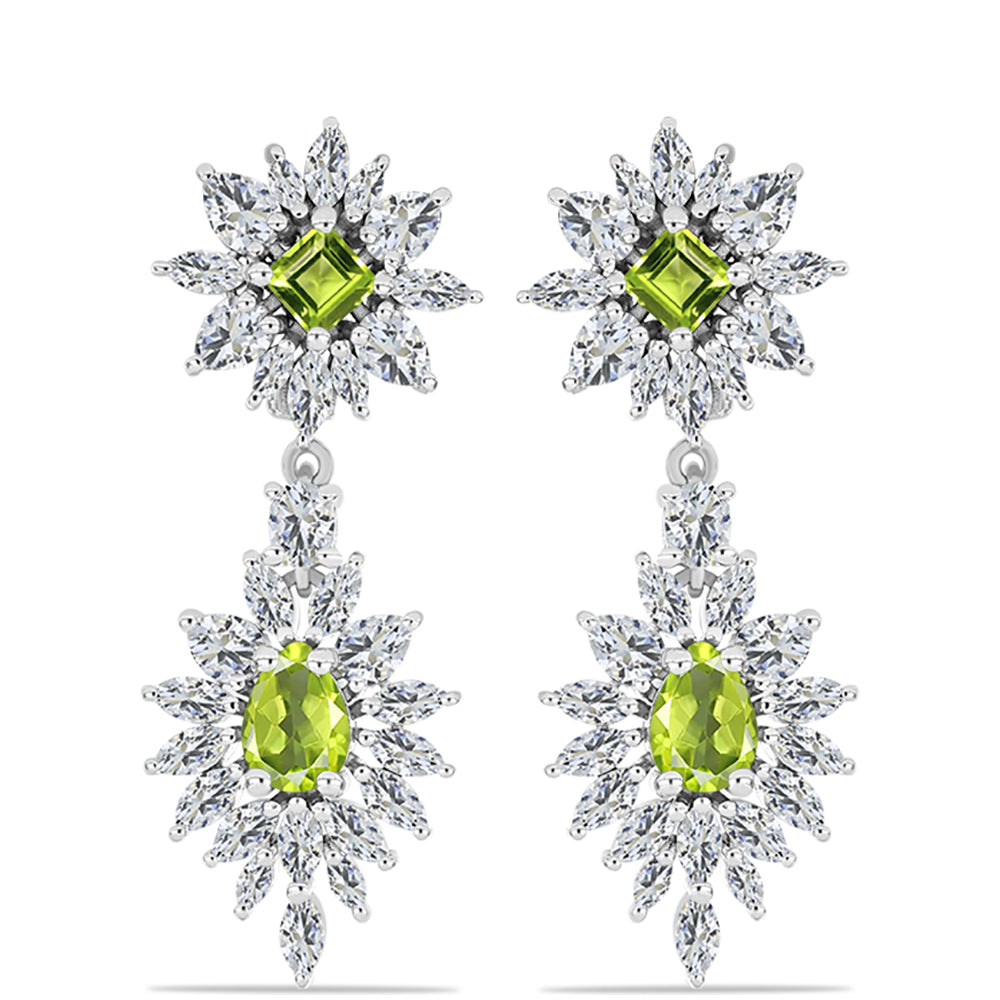 Pendientes de Plata con Peridoto de Changbai y Topacio Blanco 1 