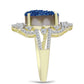 Anillo de Plata Bañada en Oro con Drusa Azul y Topacio Blanco