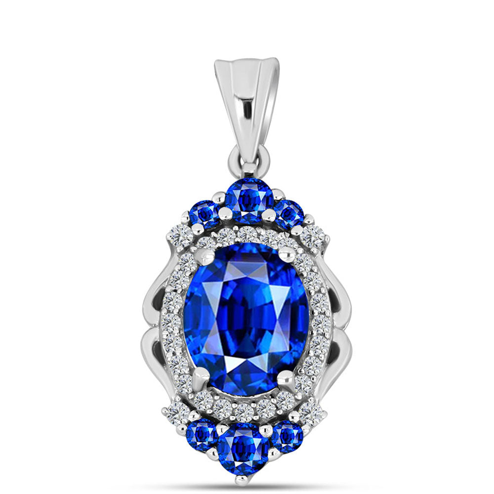 Colgante de Plata con Zafiro Azul Australiano y Topacio Blanco 1 