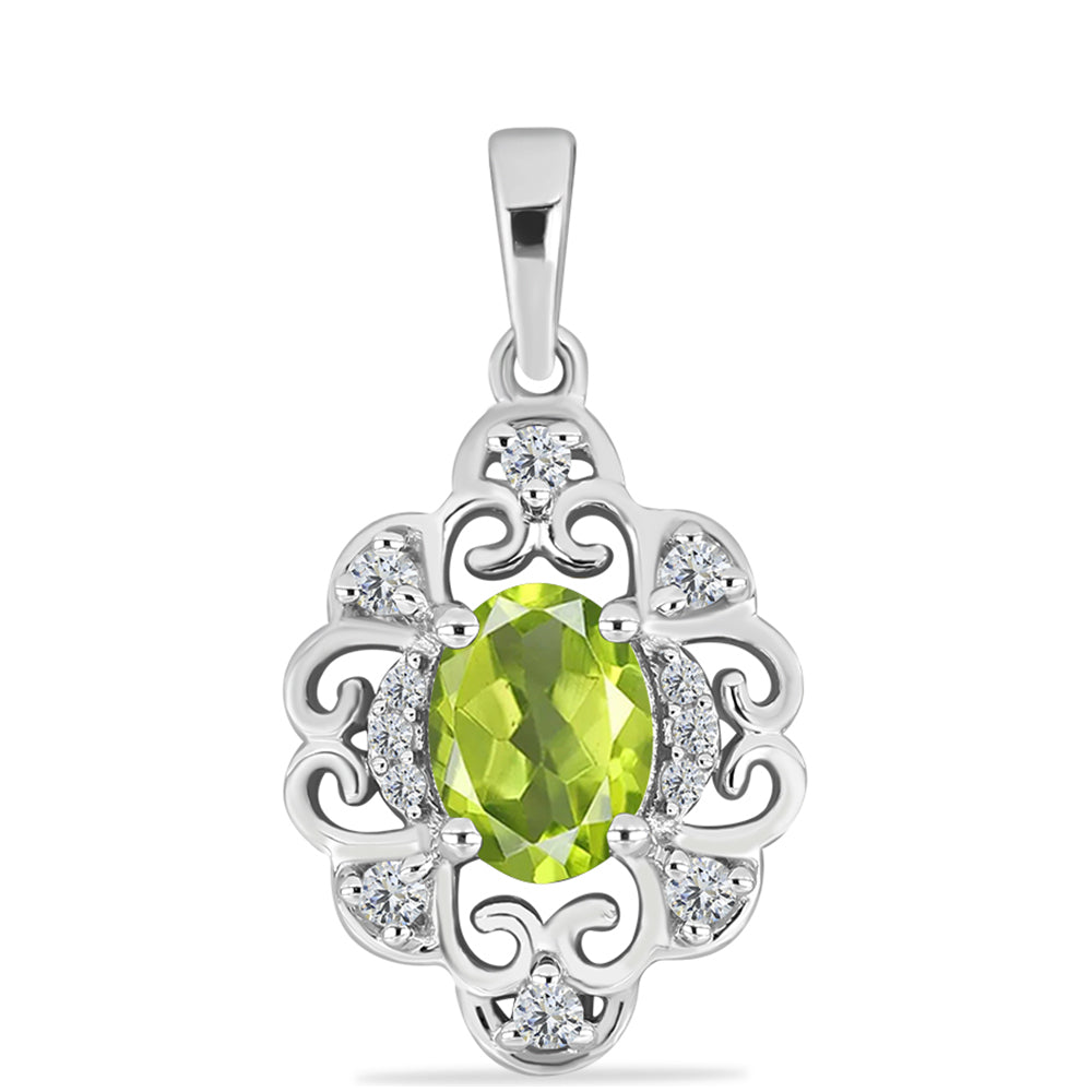 Colgante de Plata con Peridoto de Changbai y Topacio Blanco