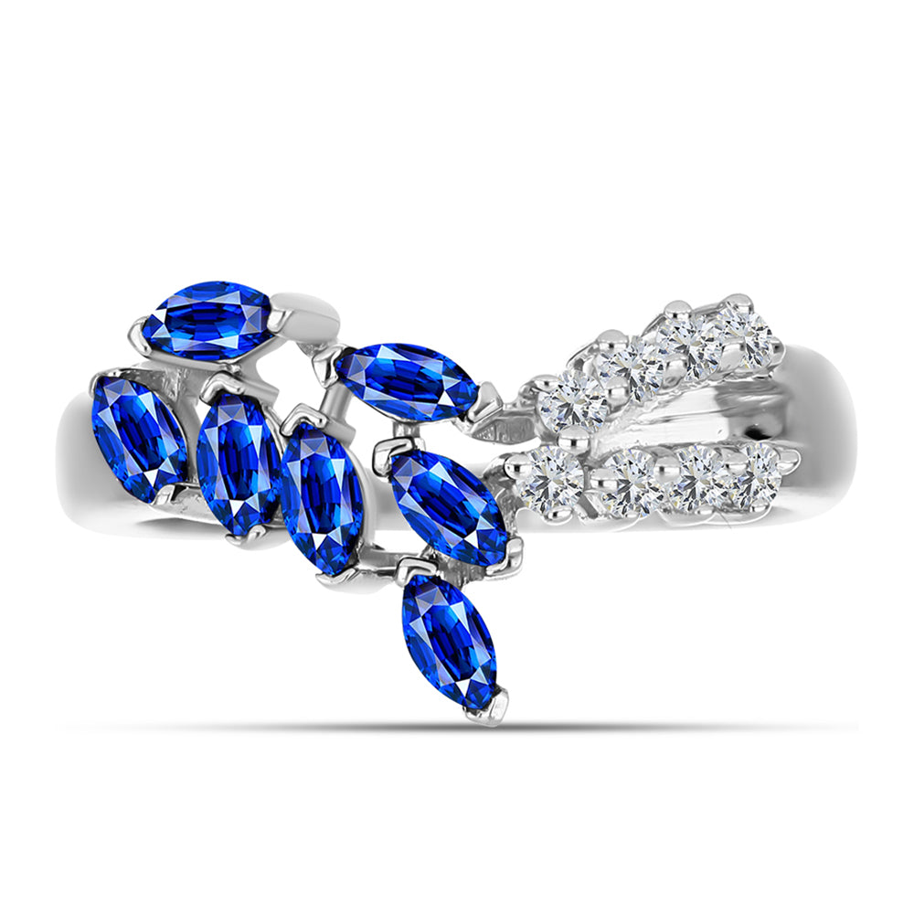 Anillo de Plata con Zafiro Azul Australiano y Topacio Blanco
