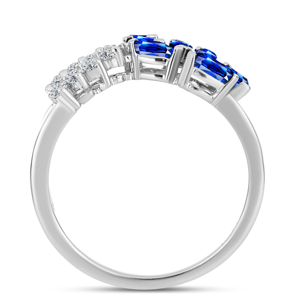 Anillo de Plata con Zafiro Azul Australiano y Topacio Blanco 2 