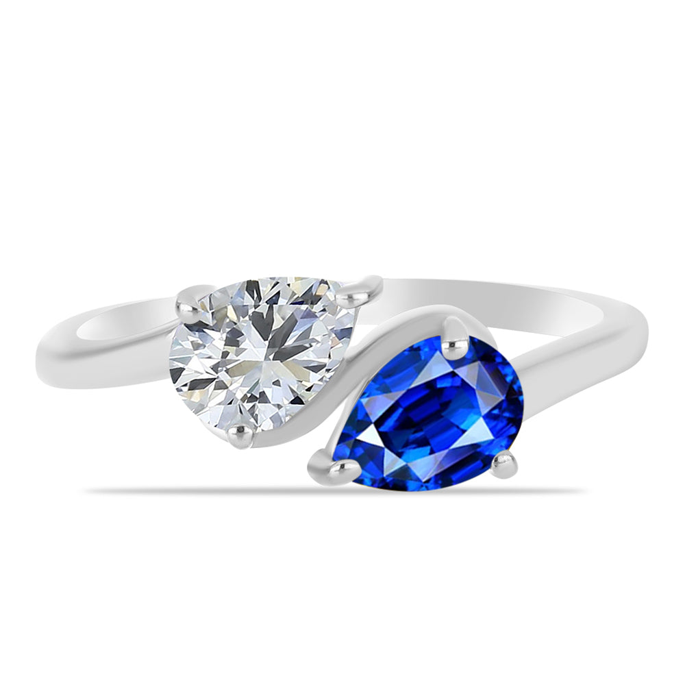 Anillo de Plata con Zafiro Azul Australiano y Topacio Blanco