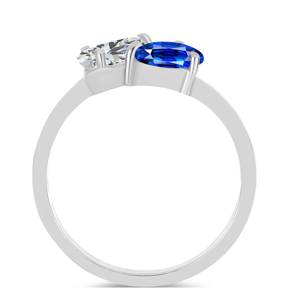 Anillo de Plata con Zafiro Azul Australiano y Topacio Blanco