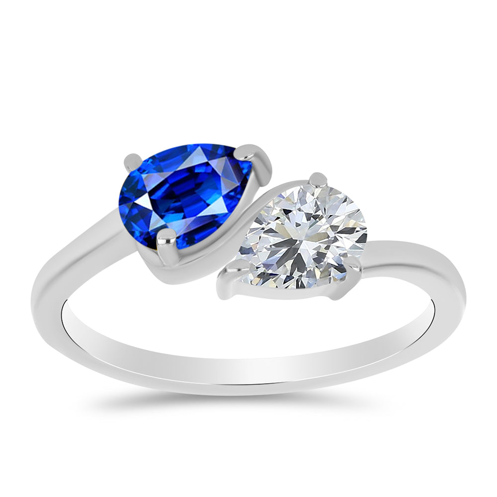 Anillo de Plata con Zafiro Azul Australiano y Topacio Blanco