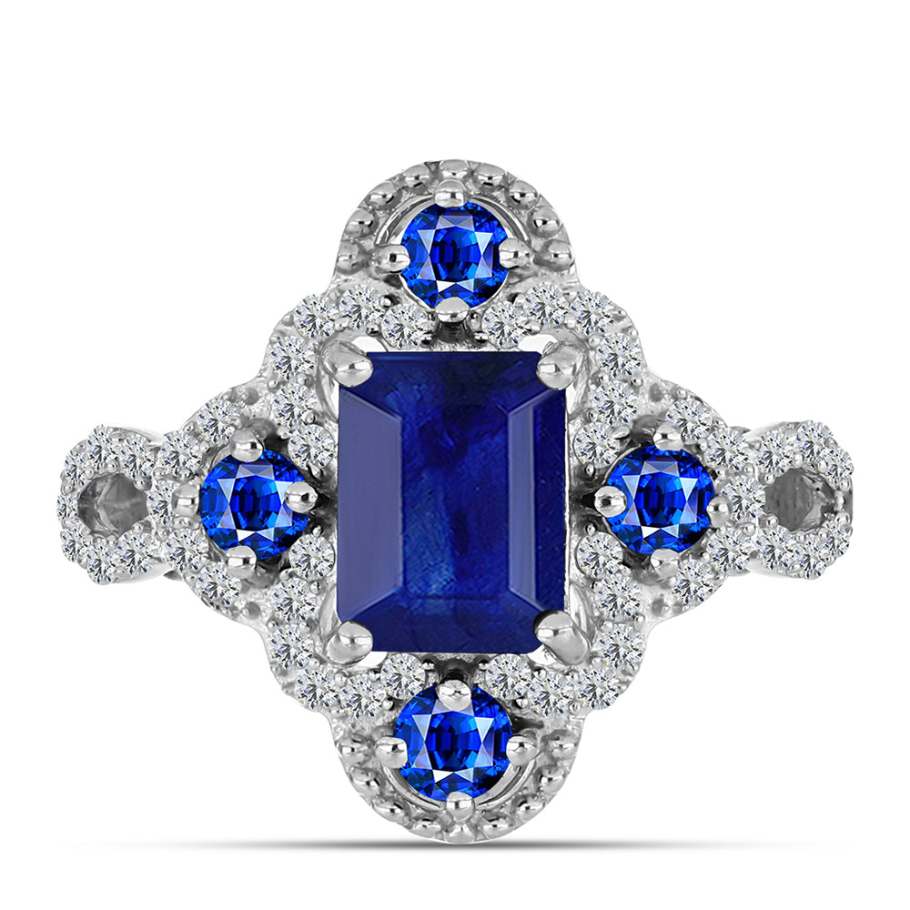 Anillo de Plata con Zafiro Azul Australiano y Topacio Blanco