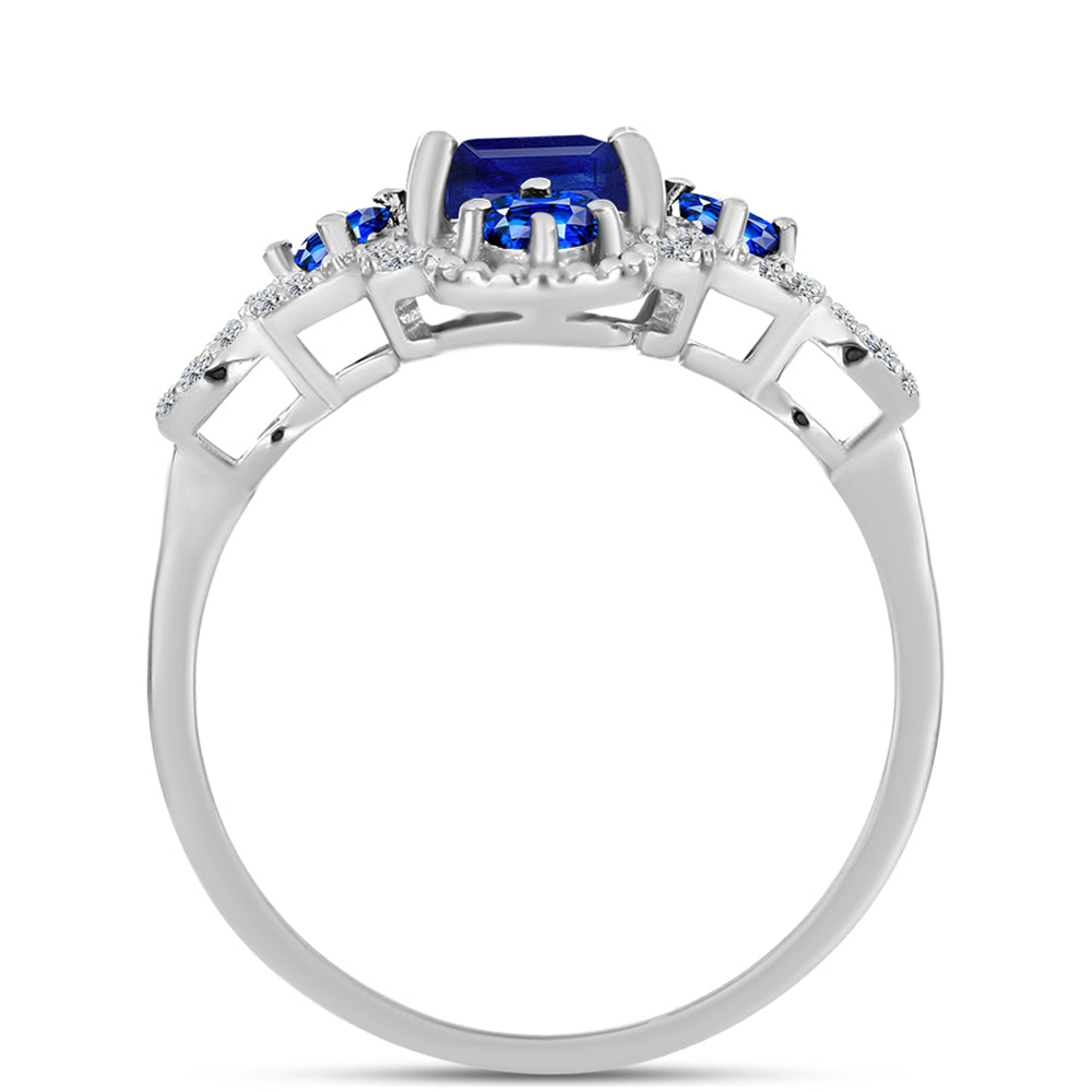 Anillo de Plata con Zafiro Azul Australiano y Topacio Blanco
