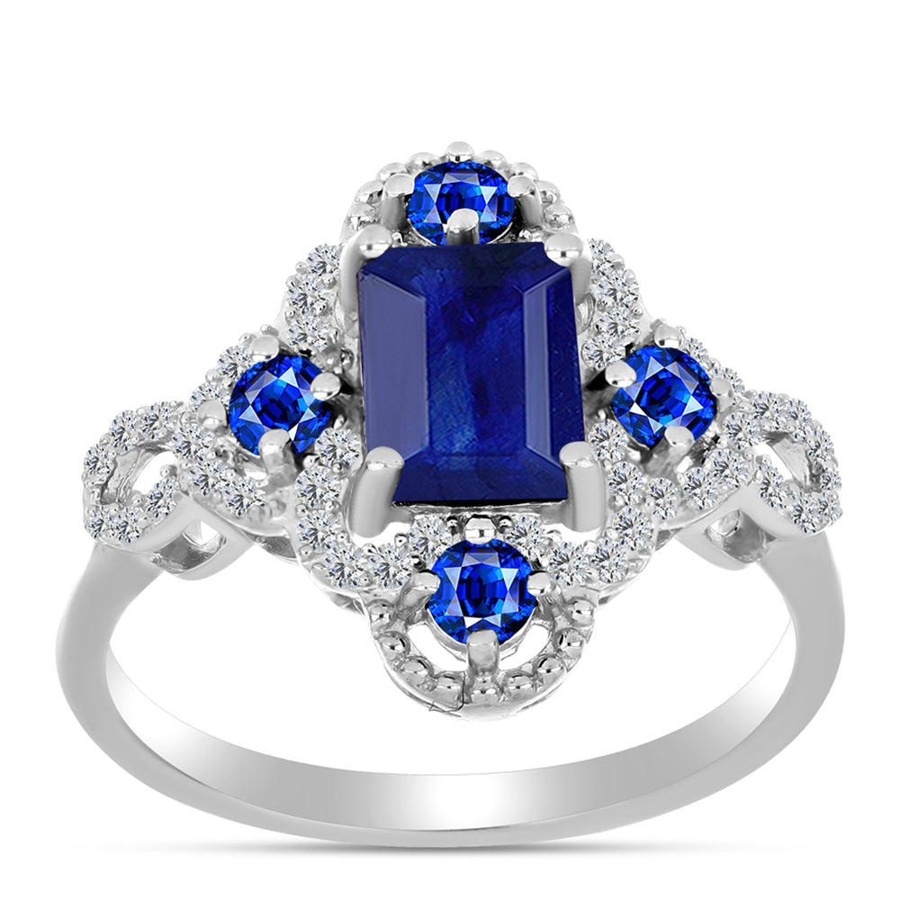 Anillo de Plata con Zafiro Azul Australiano y Topacio Blanco
