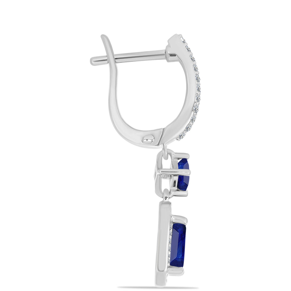 Pendientes de Plata con Zafiro Azul Australiano y Topacio Blanco