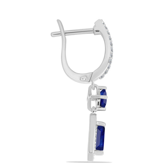 Pendientes de Plata con Zafiro Azul Australiano y Topacio Blanco