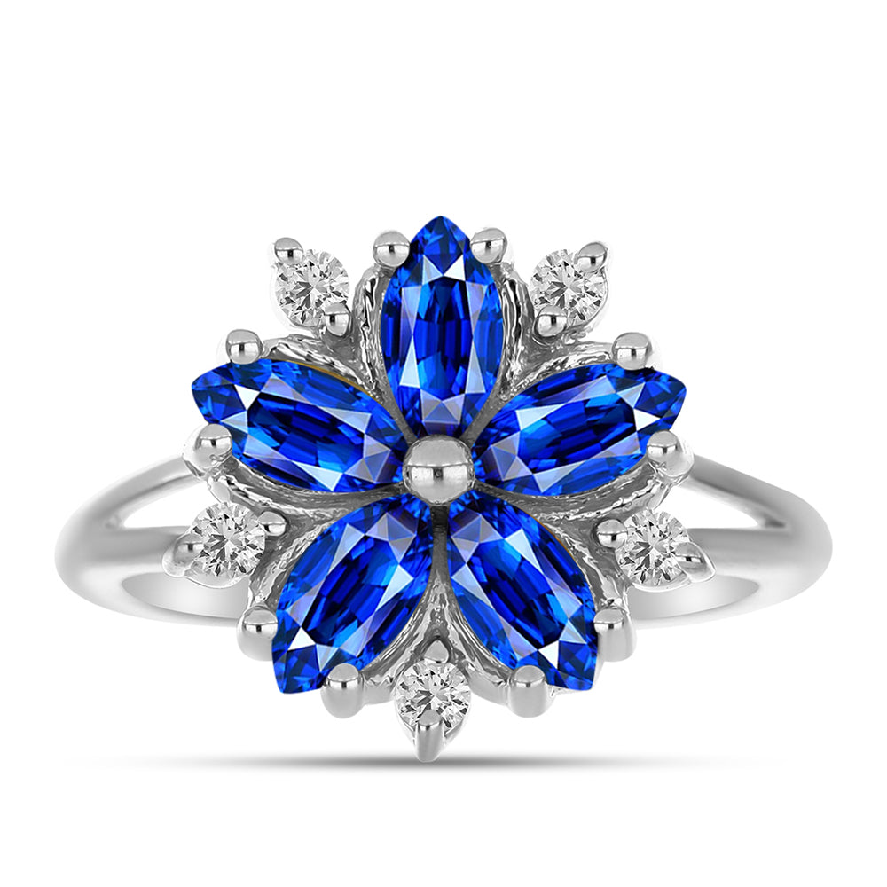 Anillo de Plata con Zafiro Azul Australiano y Topacio Blanco 1 