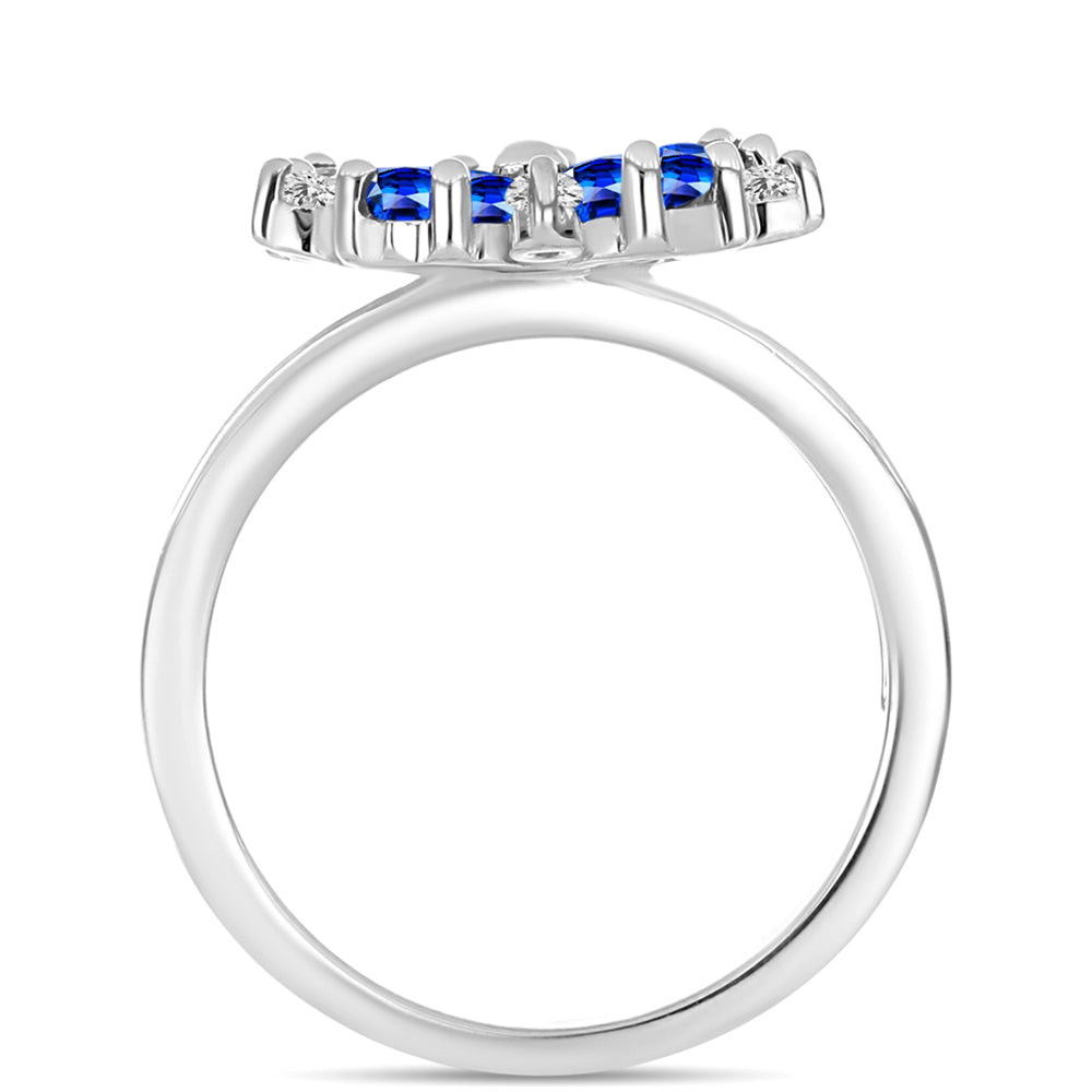 Anillo de Plata con Zafiro Azul Australiano y Topacio Blanco 2 