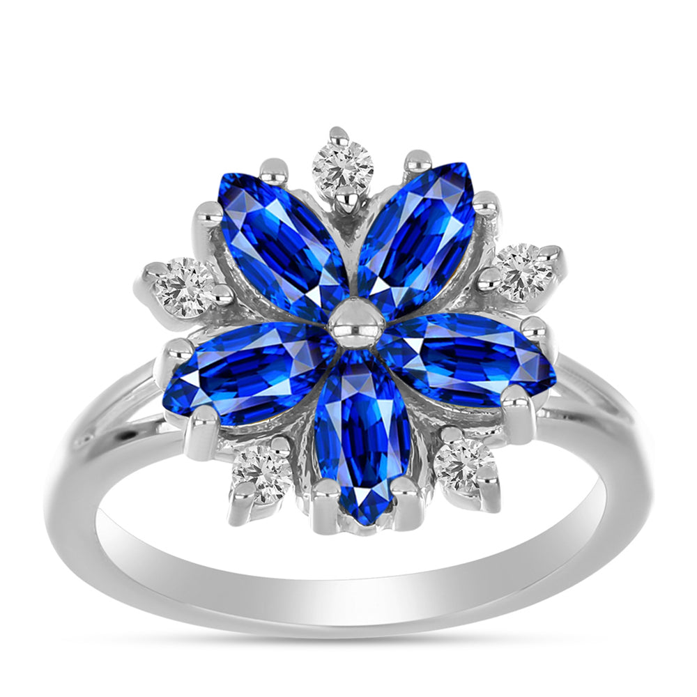 Anillo de Plata con Zafiro Azul Australiano y Topacio Blanco