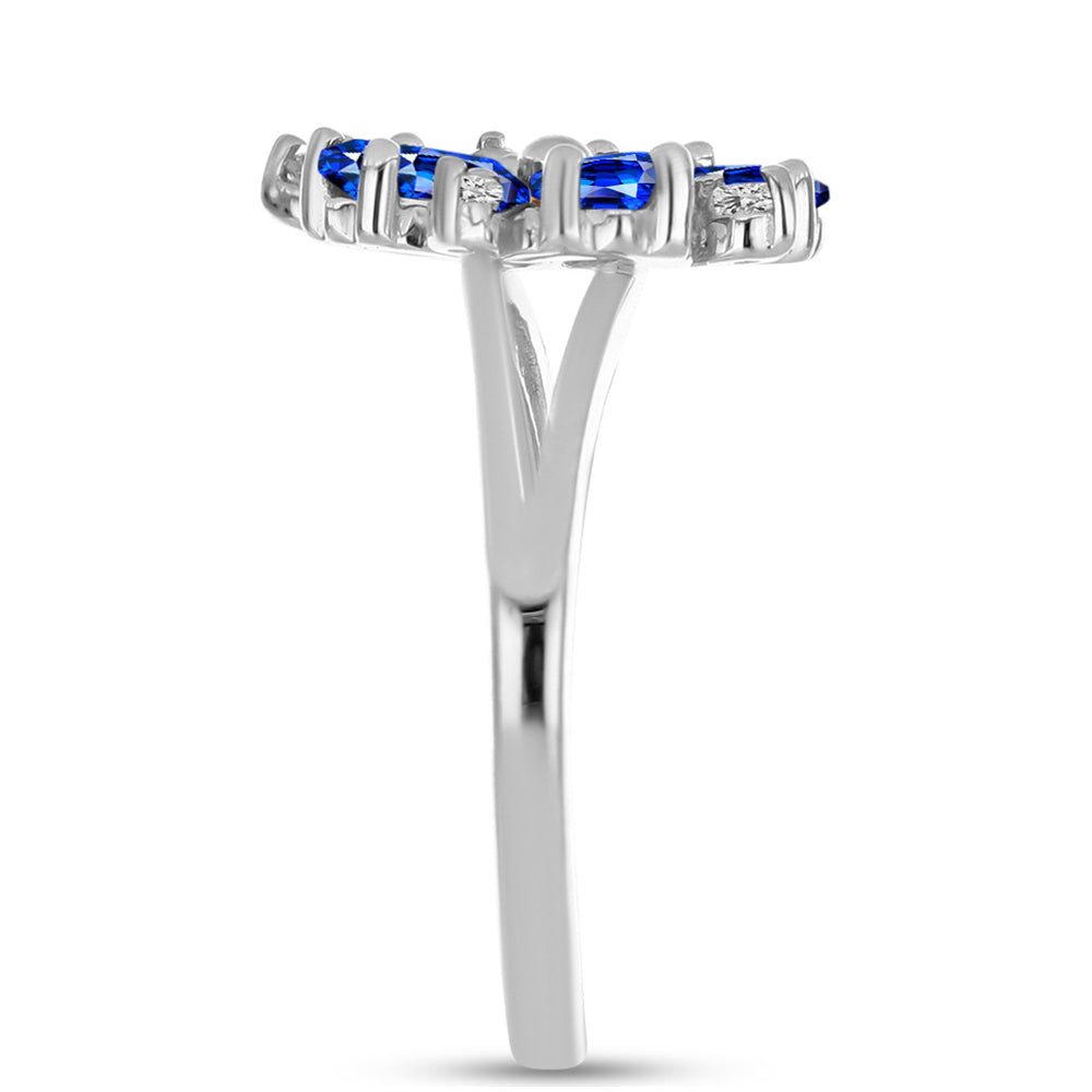 Anillo de Plata con Zafiro Azul Australiano y Topacio Blanco