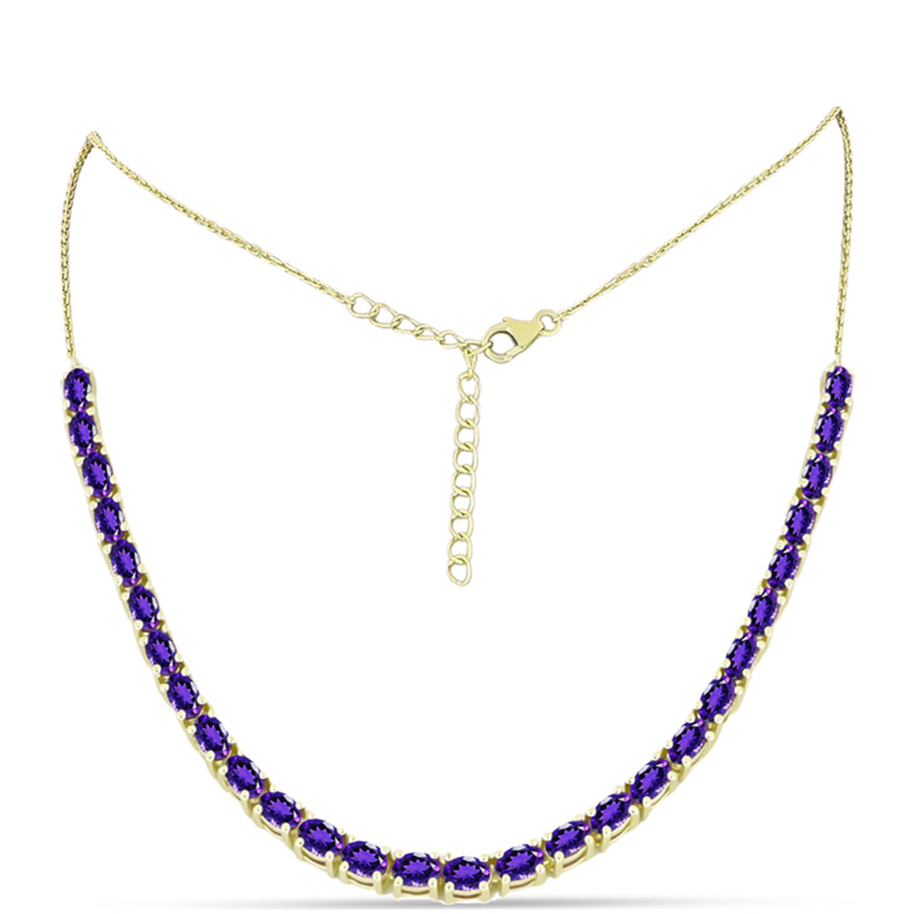Collar de Plata Bañada en Oro con Amatista de Marruecos