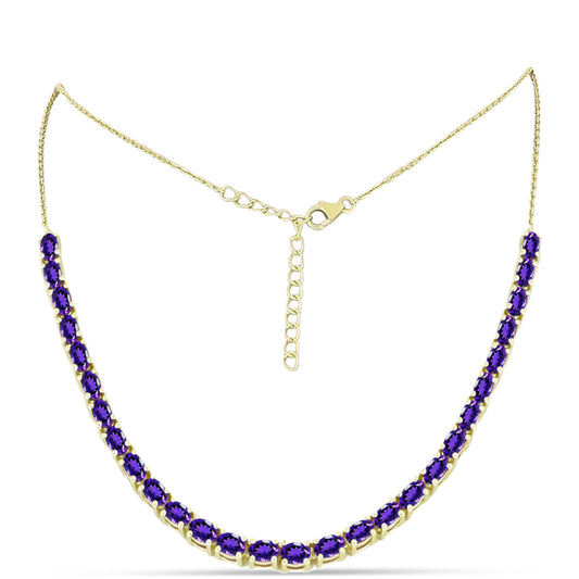 Collar de Plata Bañada en Oro con Amatista de Marruecos
