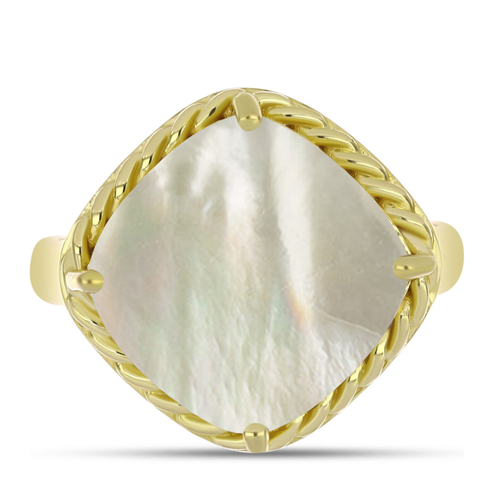 Anillo de Plata Bañada en Oro con Madreperla 1 