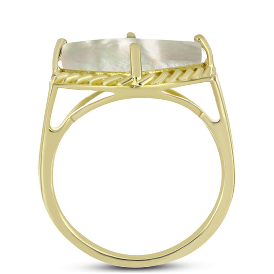 Anillo de Plata Bañada en Oro con Madreperla