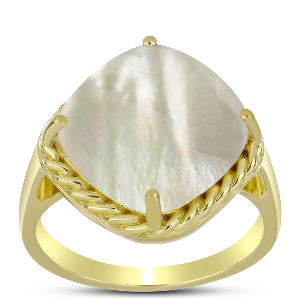 Anillo de Plata Bañada en Oro con Madreperla