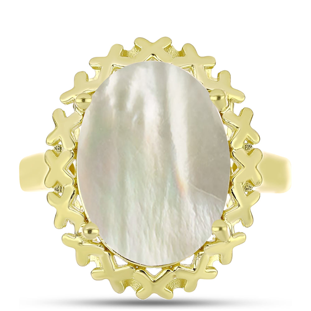 Anillo de Plata Bañada en Oro con Madreperla 1 