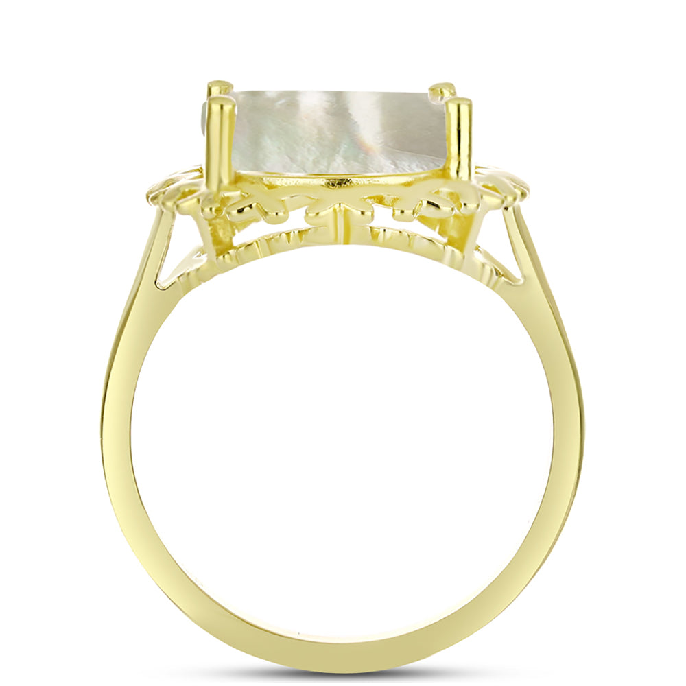 Anillo de Plata Bañada en Oro con Madreperla 2 