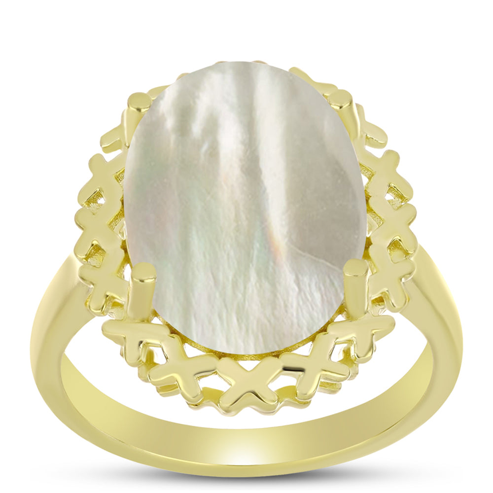 Anillo de Plata Bañada en Oro con Madreperla 3 