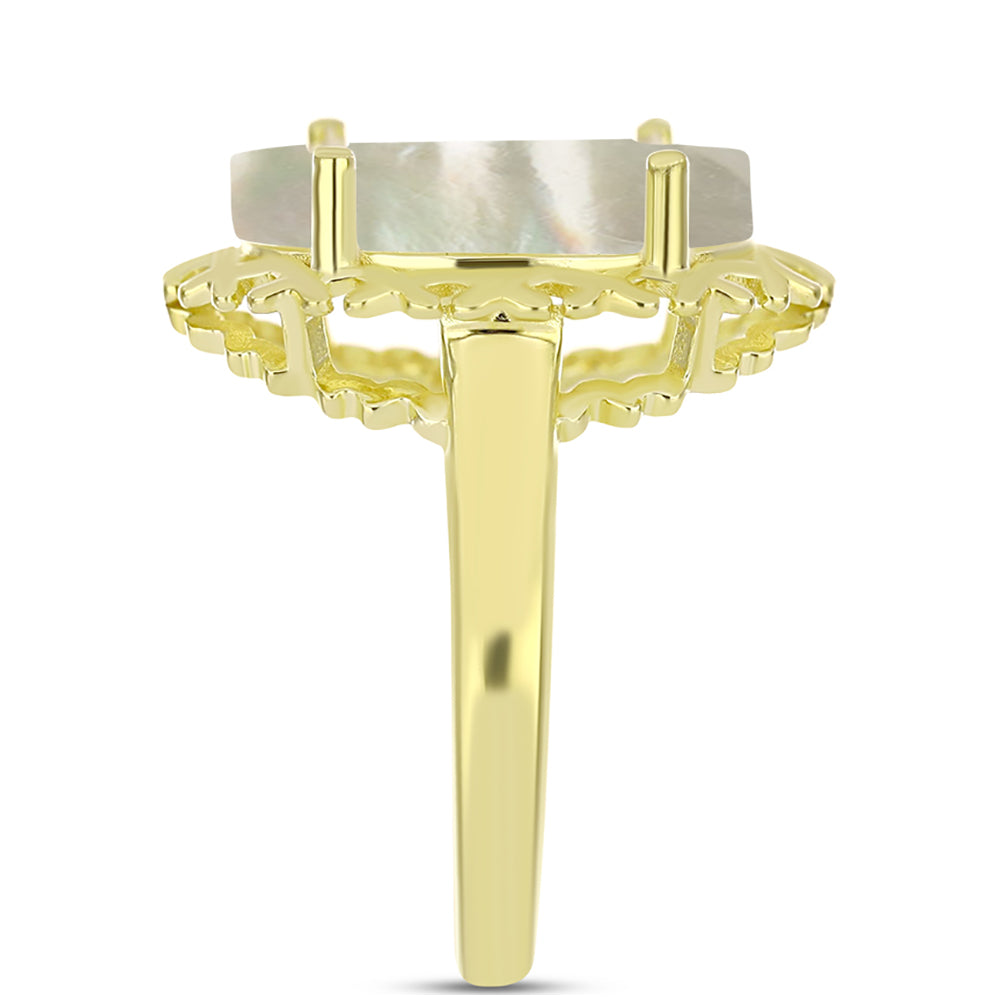 Anillo de Plata Bañada en Oro con Madreperla 4 