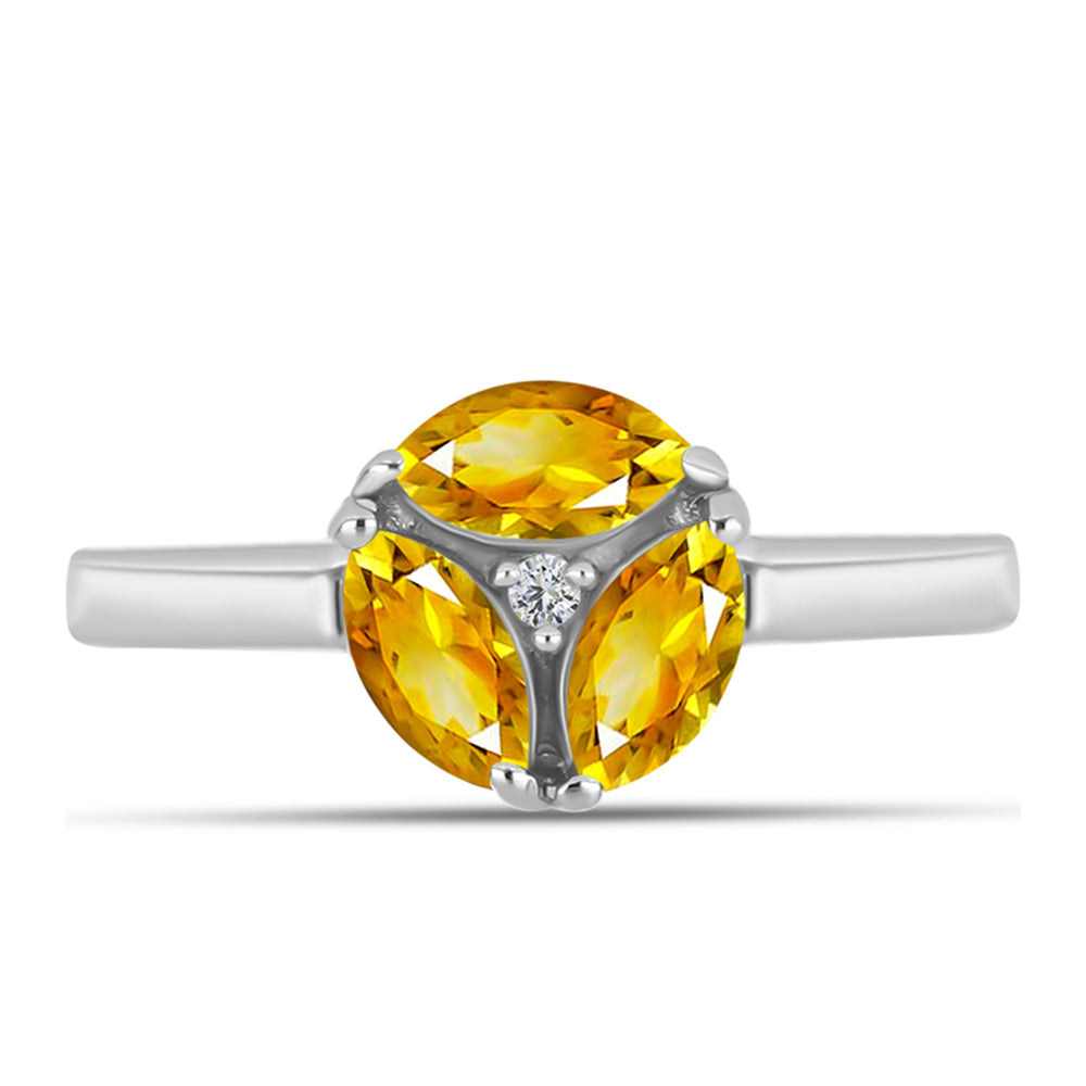 Anillo de Plata con Citrino de los Montes Urales y Topacio Blanco 1 