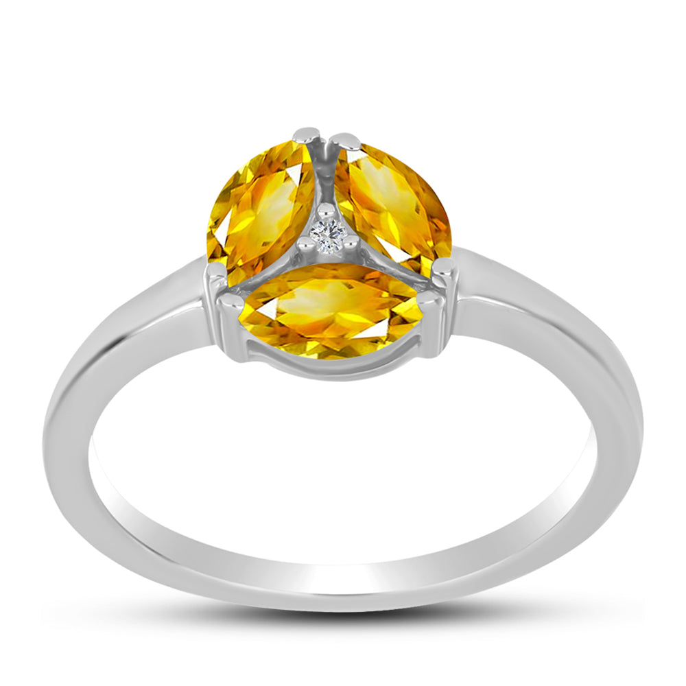 Anillo de Plata con Citrino de los Montes Urales y Topacio Blanco 3 