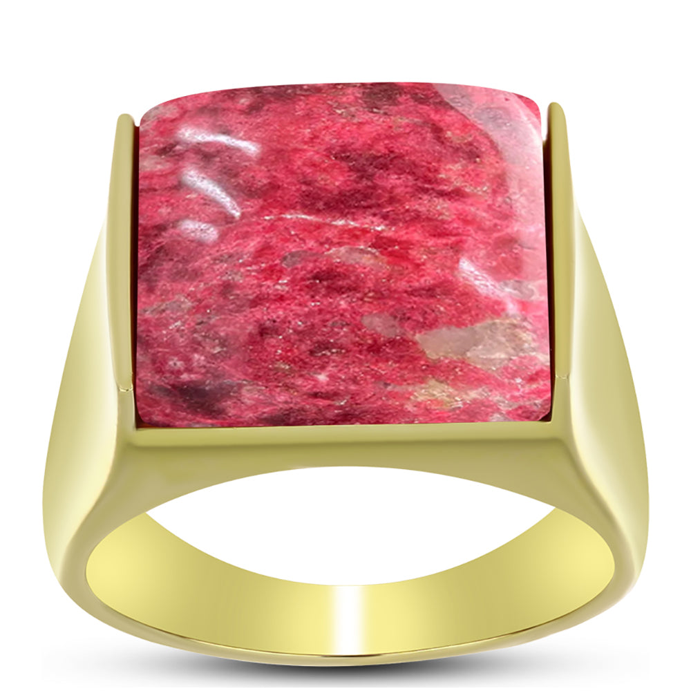 Anillo de Plata Bañada en Oro con Thulita 3 