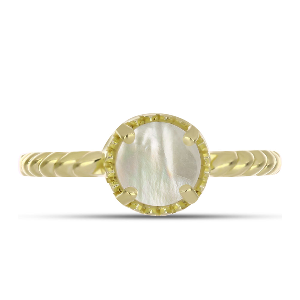 Anillo de Plata Bañada en Oro con Madreperla