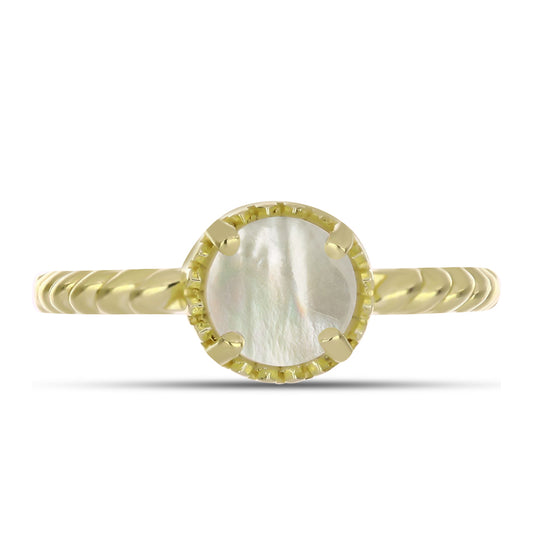 Anillo de Plata Bañada en Oro con Madreperla