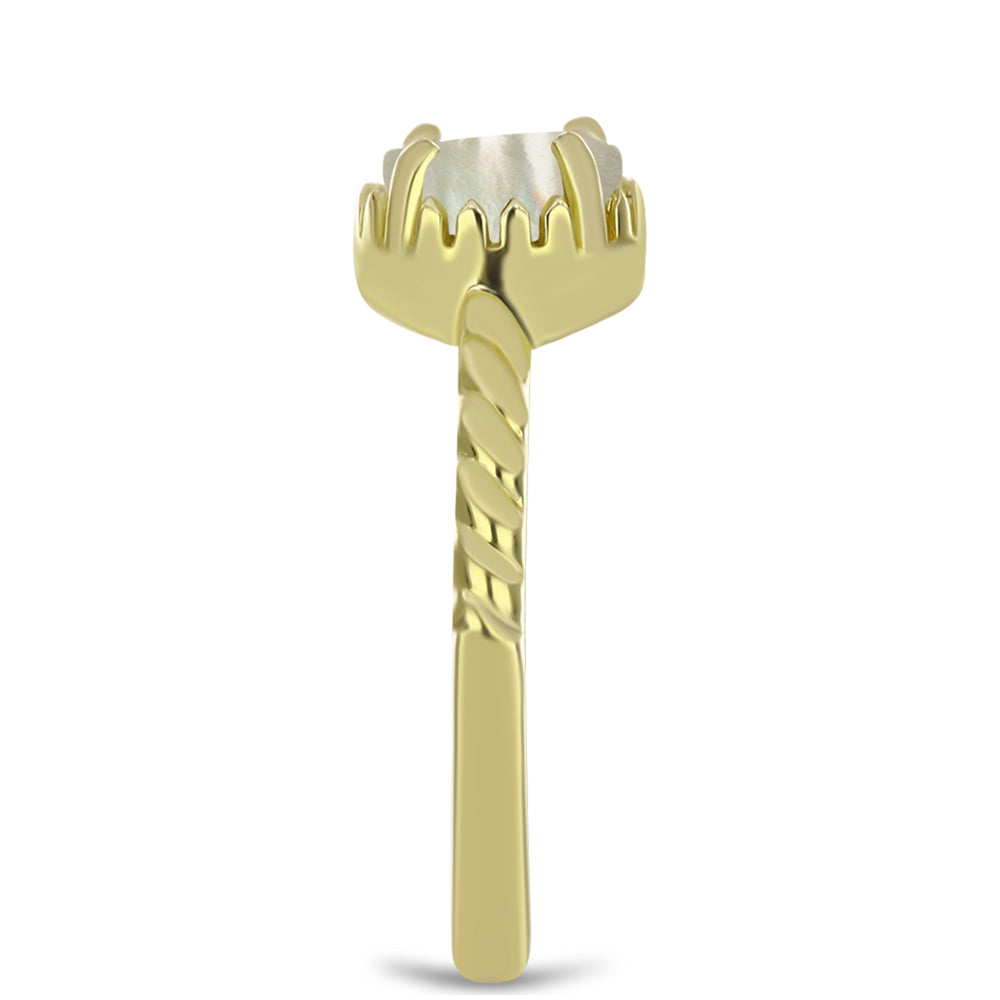 Anillo de Plata Bañada en Oro con Madreperla 4 
