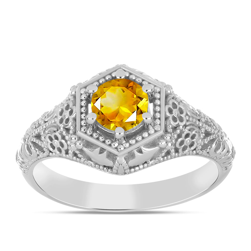 Anillo de Plata con Citrino de los Montes Urales