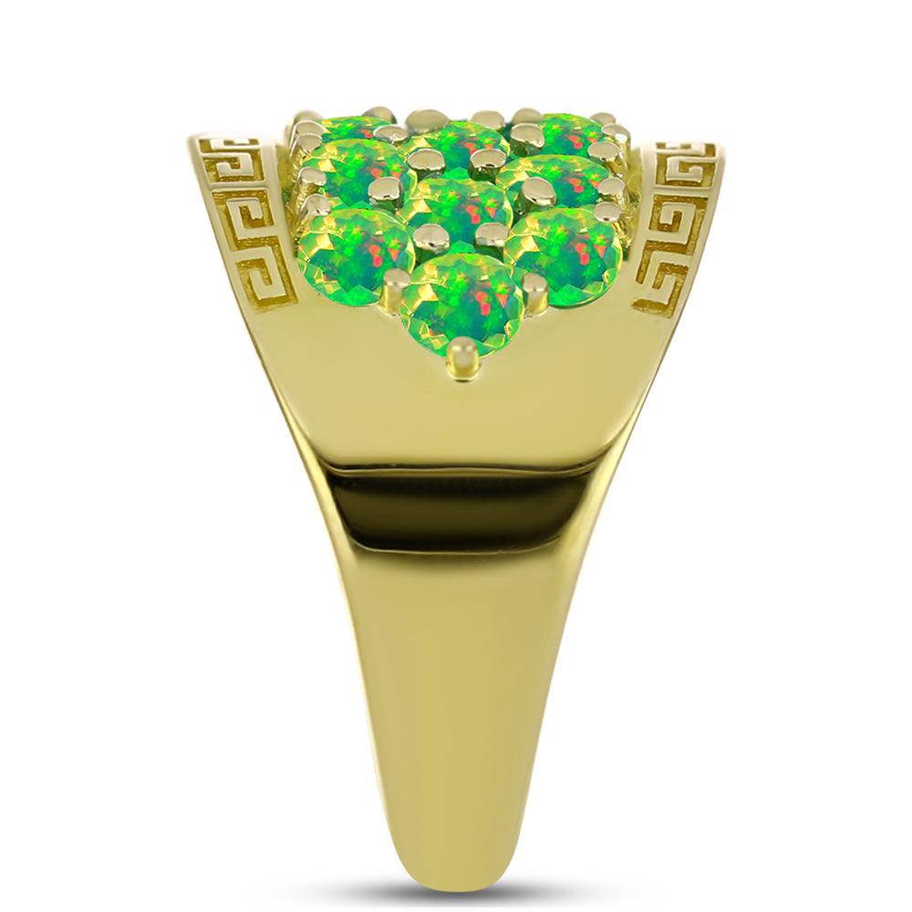 Anillo de Plata Bañada en Oro con Ópalo Verde Etíope de Lega Dembi