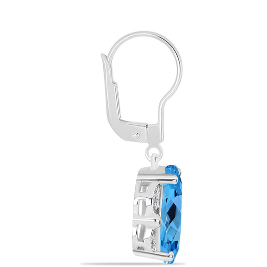 Pendientes de Plata con Topacio Azul Suizo y Topacio Blanco