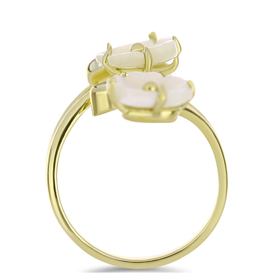 Anillo de Plata Bañada en Oro con Madreperla