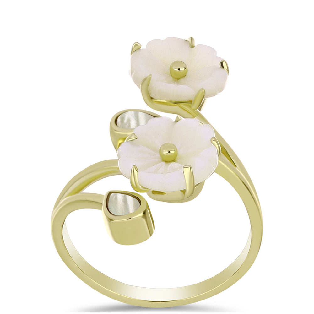 Anillo de Plata Bañada en Oro con Madreperla 3 