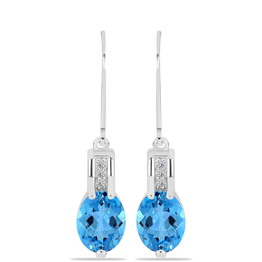 Pendientes de Plata con Topacio Azul Suizo y Topacio Blanco