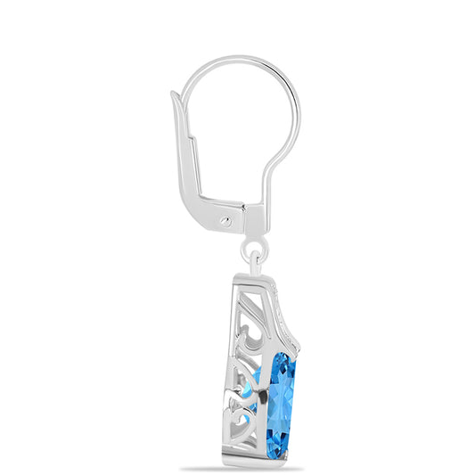 Pendientes de Plata con Topacio Azul Suizo y Topacio Blanco