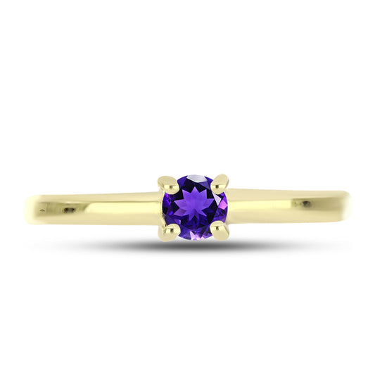 Anillo de Plata Bañada en Oro con Amatista de Marruecos