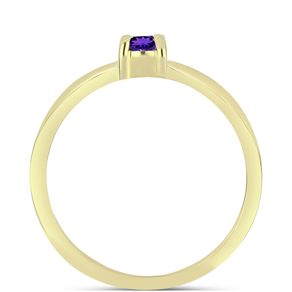 Anillo de Plata Bañada en Oro con Amatista de Marruecos