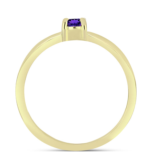 Anillo de Plata Bañada en Oro con Amatista de Marruecos