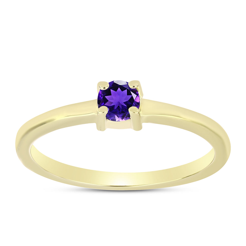 Anillo de Plata Bañada en Oro con Amatista de Marruecos