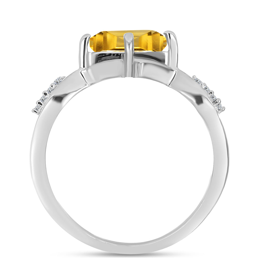 Anillo de Plata con Citrino de los Montes Urales y Topacio Blanco