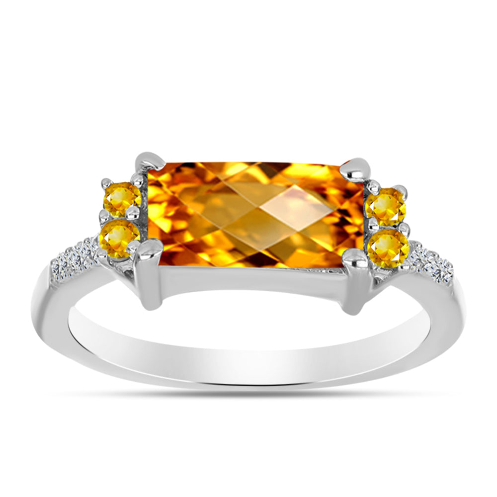 Anillo de Plata con Citrino de los Montes Urales y Topacio Blanco 3 