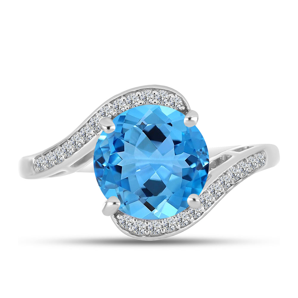 Anillo de Plata con Topacio Azul Suizo y Topacio Blanco 1 