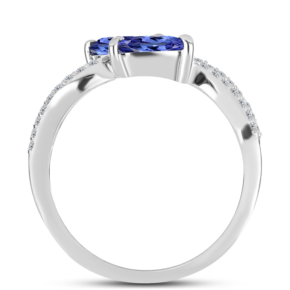 Anillo de Plata con Tanzanita AAA y Topacio Blanco